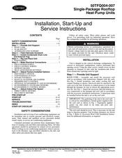 Carrier WEATHERMAKER 50TFQ005 Installation, Start-Up And Service Instructions Manual