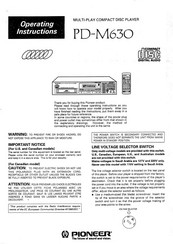 Pioneer PD-M630 Operating Instructions Manual