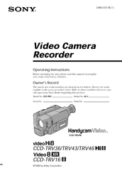 Sony Handycam Vision VideoHi8 CCD- TRV36 Operating Instructions Manual