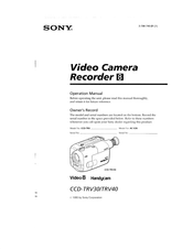 Sony Handycam Video8 CCD-TRV30 Operation Manual