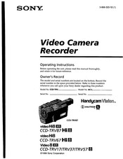 Sony Handycam Vision video Hi8 XR CCD-TRV87 Operating Instructions Manual