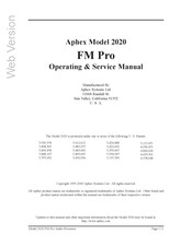 Aphex FM Pro 2020 Operating & Service Manual