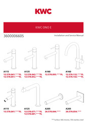 KWC ONO E A115 12.578.051.FL Series Installation And Service Manual