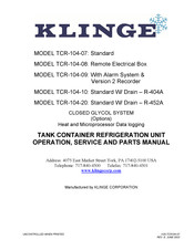 KLINGE TCR-104-07 Operation, Service And Parts Manual