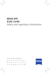 Zeiss DTI 6/20 Safety And Regulatory Information Manual