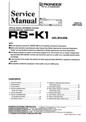 Pioneer RS-K1 ES Service Manual