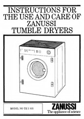 Zanussi TE I 935 Instructions For The Use And Care