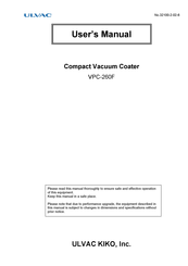 Ulvac VPC-260F User Manual