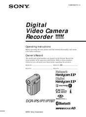 Sony MICROMV DCR-IP5 Operating Instructions Manual