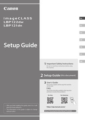 Canon imageCLASS LBP121dn Setup Manual