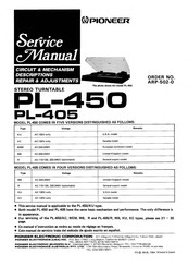 Pioneer PL-450 Service Manual