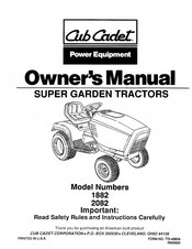 Cub Cadet 1882 Owner's Manual