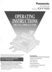 Panasonic KXF1600 - MFD FAX PRINTER Operating Instructions Manual