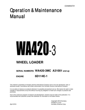Komatsu WA420-3 Operation & Maintenance Manual