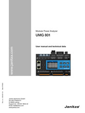 janitza UMG 801 User Manual And Technical Data