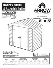 Arrow Storage Products HDVAGY85 Owner's Manual & Assembly Manual