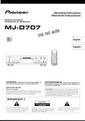 Pioneer MJ-D707 Operating Instructions Manual