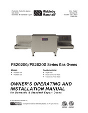 Middleby Marshall PS2020G-3 Owner's Operating And Installation Manual