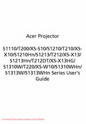 Acer XS-X13 HG Series User Manual