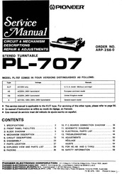 Pioneer PL-707 Service Manual