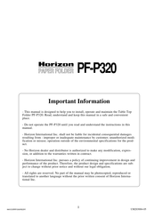 Horizon Fitness PF-P320 Manual