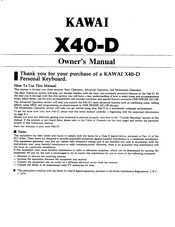 Kawai X40-D Owner's Manual