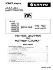 Sanyo VHR-2300 Series Service Manual