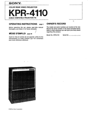 Sony KPR-4110 Operating Instructions Manual