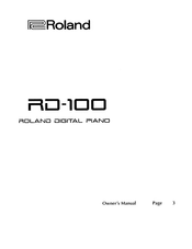Roland RD-100 Owner's Manual