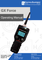 Control Equipment GX Force Operating Manual