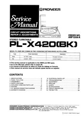Pioneer PL-X420 Service Manual