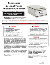 Renaissance Cooking Systems PREMIER PRO LJRJCSB3A Installation And Operating Instructions Manual