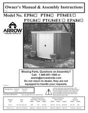 Arrow Storage Products PTG84 Owner's Manual & Assembly Instructions