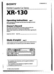 Sony XR-130 Operating Instructions Manual