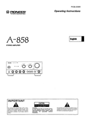 Pioneer A-858 Operating Instructions Manual