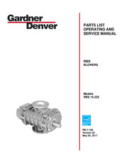 Gardner Denver RBS 105 Parts List Operating And Service Manual