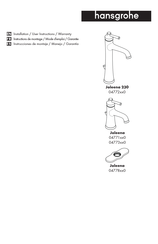 Hans Grohe Joleena 04773 0 Series Installation/User Instructions/Warranty