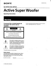 Sony SA-W552 Operating Instructions