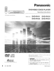 Panasonic DVDRV26 - DIG. VIDEO DISCPLAYE Operating Instructions Manual