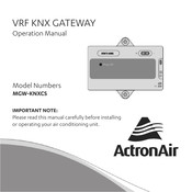 ActronAir MGW-KNXCS Operation Manual
