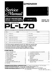 Pioneer PL-L70 Service Manual