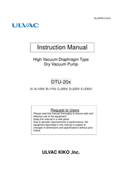 Ulvac DTU-20D Instruction Manual