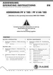 Rabe KORMORAN PL V 180 Operating Instructions Manual
