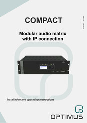 Optimus Compact Installation And Operating Instructions Manual