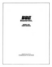BBE 802 User Manual
