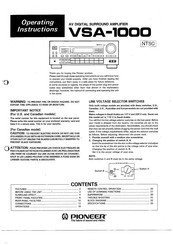 Pioneer VSA-1000 Operating Instructions Manual