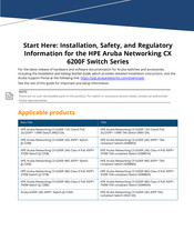 Aruba Networks CX 6200F Series Installation, Safety, And Regulatory Information