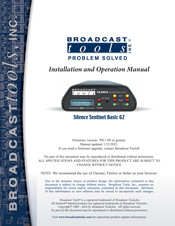 Broadcast Tools Silence Sentinel Basic G2 Installation And Operation Manual
