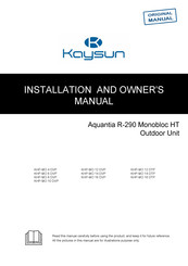 Kaysun KHP-MO 8 DVP Installation And Owner's Manual