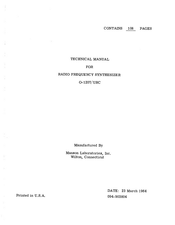 Manson Engineering Industrial O-1207/URC Technical Manual